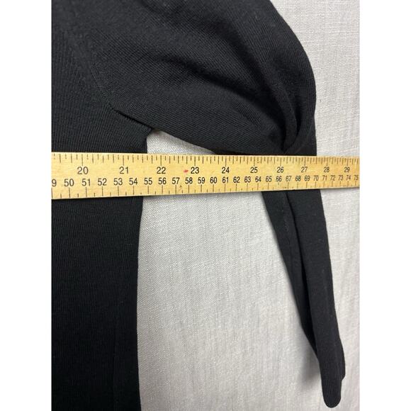 MM Lafleur womens M merino wool long line open front black cardigan sweater - Picture 7 of 7